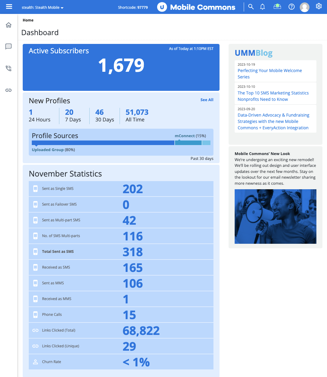 screenshot of Mobile Commons
